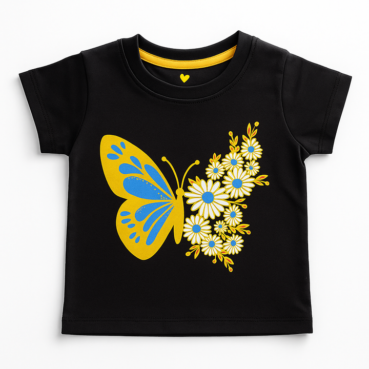 MINI CHARM KIDS T- SHIRT BUTTERFLY BLACK 9-10Y