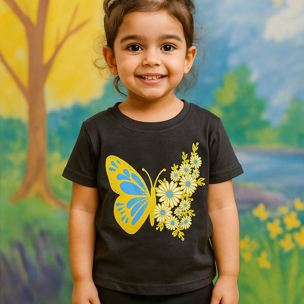 MINI CHARM KIDS T- SHIRT BUTTERFLY BLACK 9-10Y