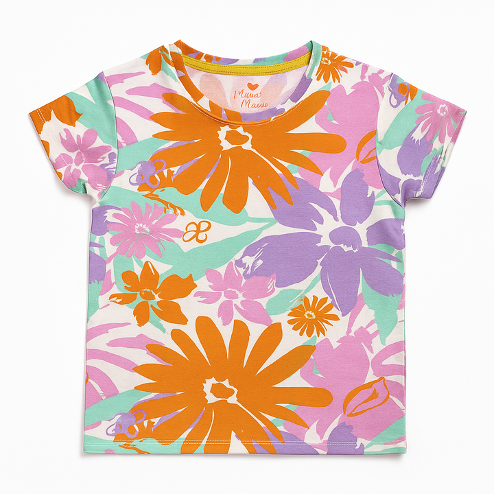 MINI CHARM KIDS T- SHIRT FLOWERS MULTI COLOURS 9-10Y