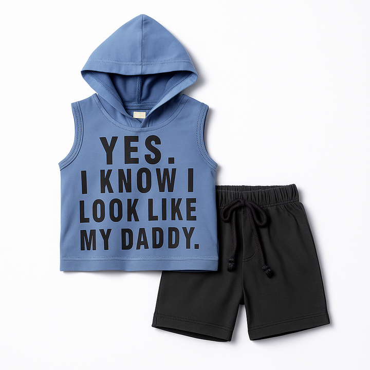 MINI CHARM BABY HOODIE SANDO SET DADDY BLUE 18-24M