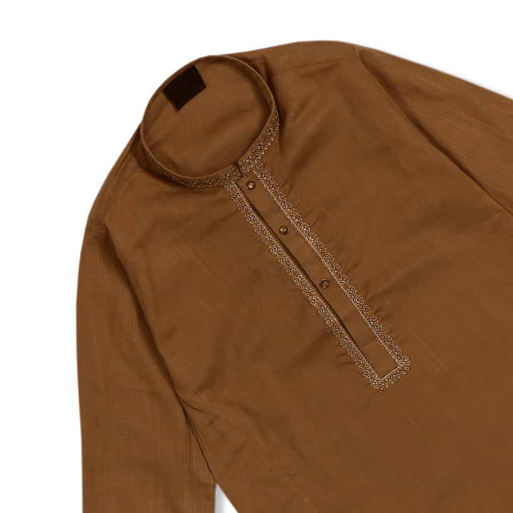 TOPSE KIDS EMBROIDEREY KURTA SHALWAR MUSTARD OLIVE 30 (12-13Y) NICE