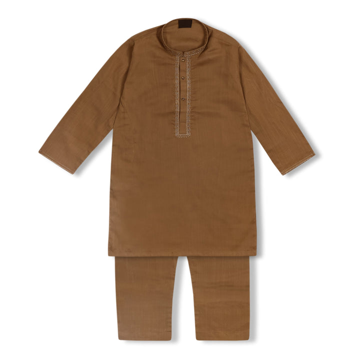 TOPSE KIDS EMBROIDEREY KURTA SHALWAR MUSTARD OLIVE 30 (12-13Y) NICE