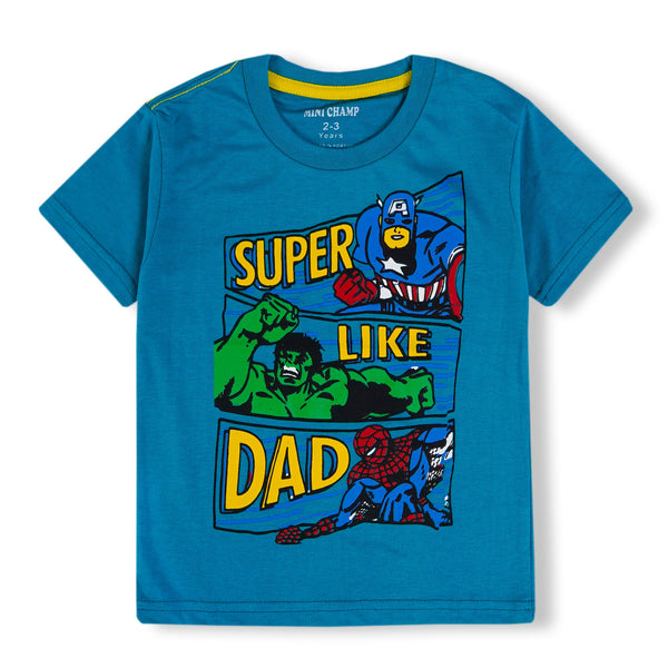 Kids Cotton T-Shirt Super Heroes SEA GREEN 9-10 Y