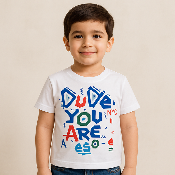 Kids Cotton T-Shirt Puzzling White - Mini Champ