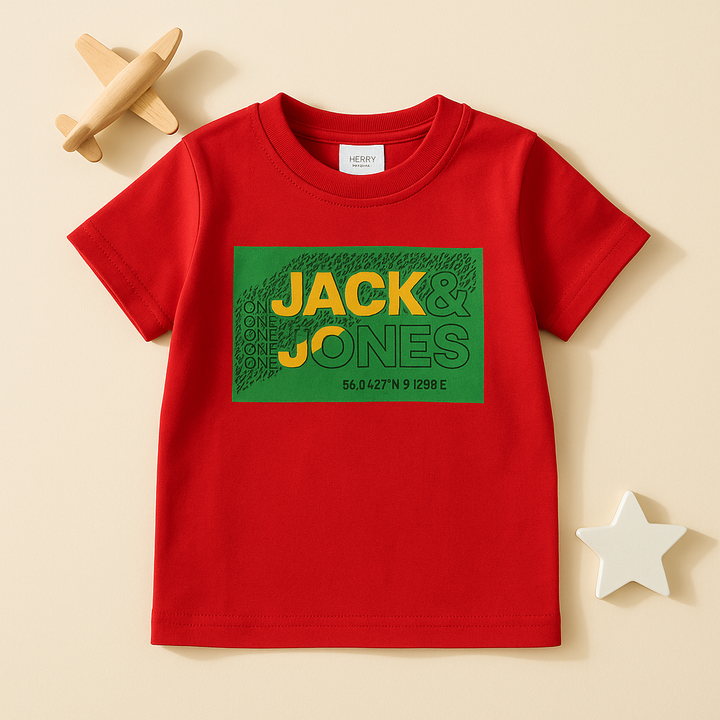 FINERY KIDS COTTON T SHIRT JACK & JONES RED & GREEN 11-12Y