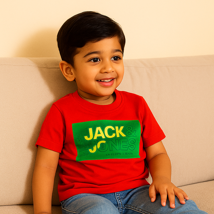 FINERY KIDS COTTON T SHIRT JACK & JONES RED & GREEN 11-12Y