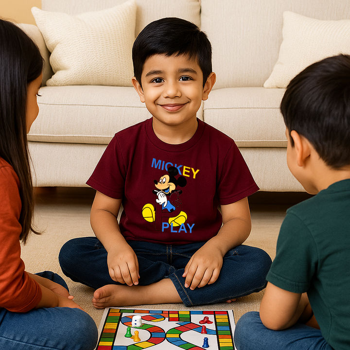 FINERY KIDS COTTON T SHIRT MICKY MAROON 11-12Y