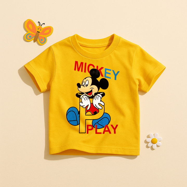 FINERY KIDS COTTON T SHIRT MICKY YELLOW 11-12Y