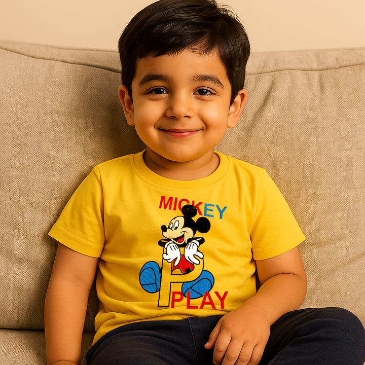 FINERY KIDS COTTON T SHIRT MICKY YELLOW 11-12Y