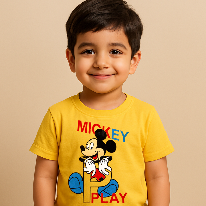 FINERY KIDS COTTON T SHIRT MICKY YELLOW 11-12Y