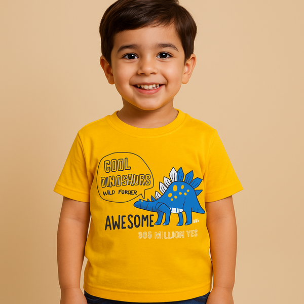 FINERY KIDS COTTON T SHIRT DINOSAUR YELLOW 11-12Y