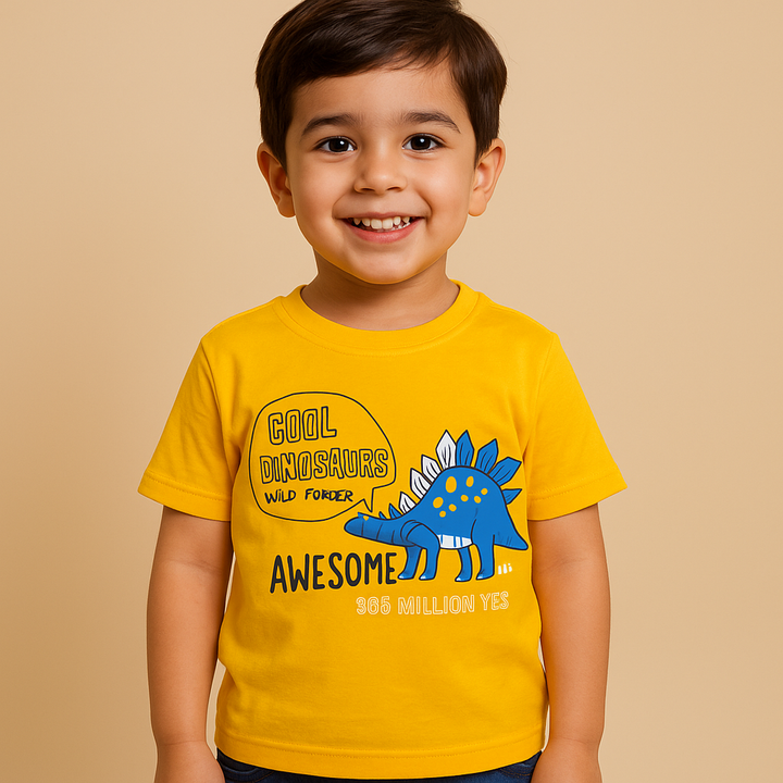 FINERY KIDS COTTON T SHIRT DINOSAUR YELLOW 11-12Y