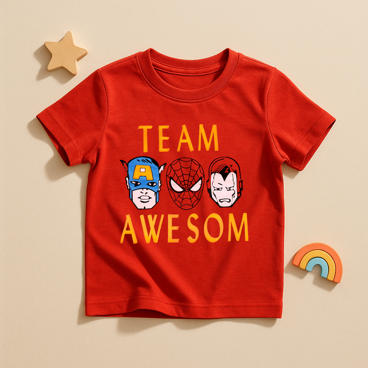 FINERY KIDS COTTON T SHIRT SUPERHEROS TEAM RED 11-12Y