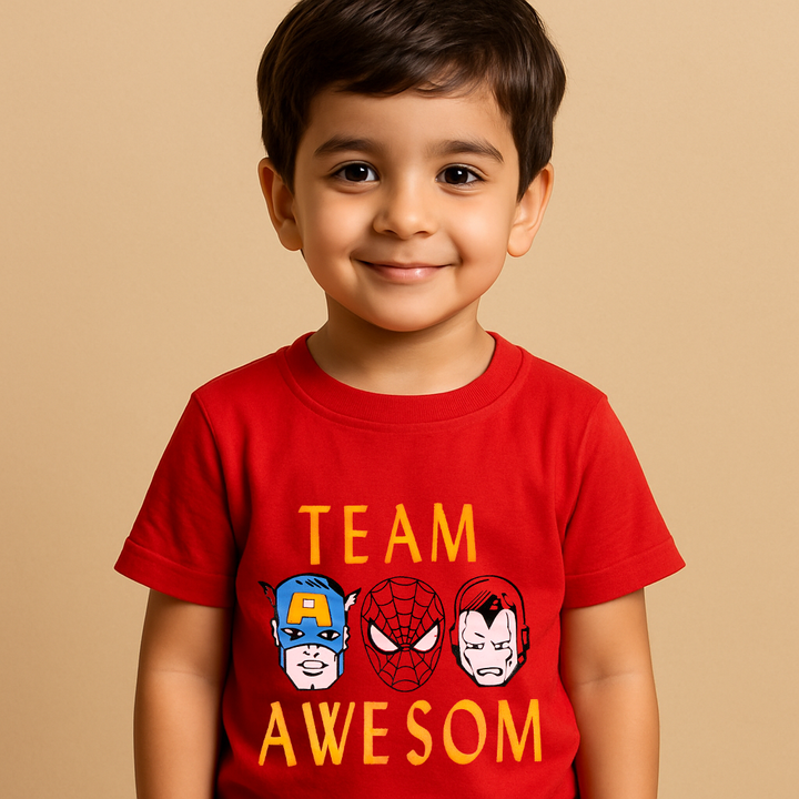 FINERY KIDS COTTON T SHIRT SUPERHEROS TEAM RED 11-12Y