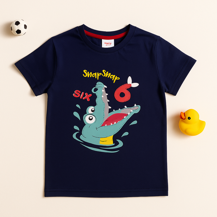 FINERY KIDS COTTON T SHIRT SNAP 6 NAVY BLUE 11-12Y