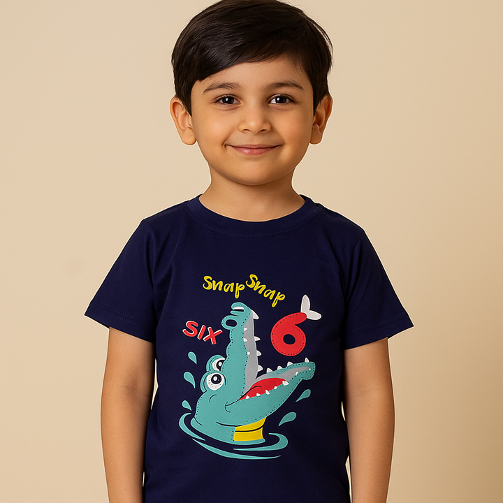 FINERY KIDS COTTON T SHIRT SNAP 6 NAVY BLUE 11-12Y
