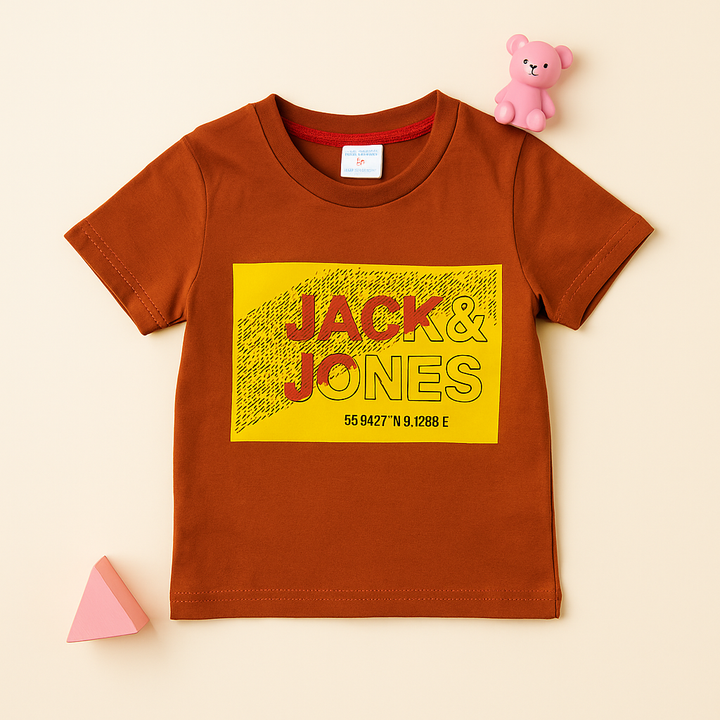 FINERY KIDS COTTON T SHIRT JACK & JONES YELLOW & BROWN 11-12Y