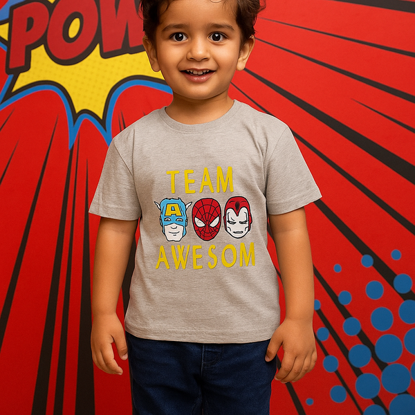 FINERY KIDS COTTON T SHIRT SUPERHEROS GREY 11-12Y