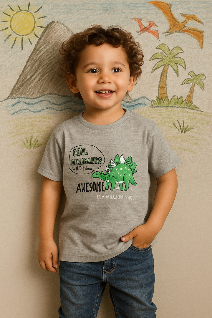 FINERY KIDS COTTON T SHIRT DINOSAUR GREY 11-12Y