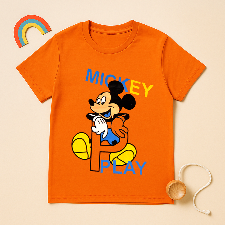 FINERY KIDS COTTON T SHIRT MICKY ORANGE 11-12Y