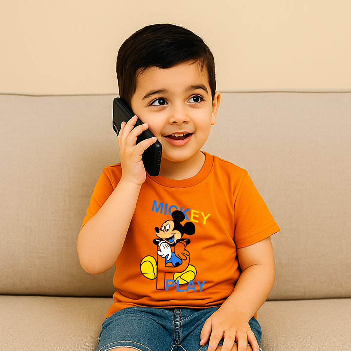 FINERY KIDS COTTON T SHIRT MICKY ORANGE 11-12Y