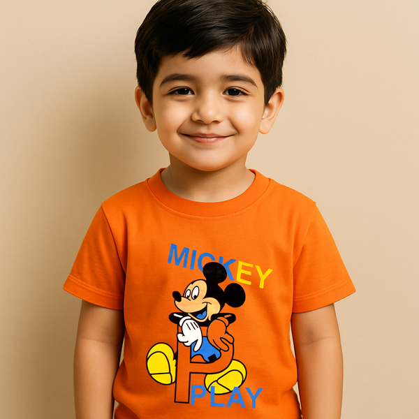 FINERY KIDS COTTON T SHIRT MICKY ORANGE 11-12Y