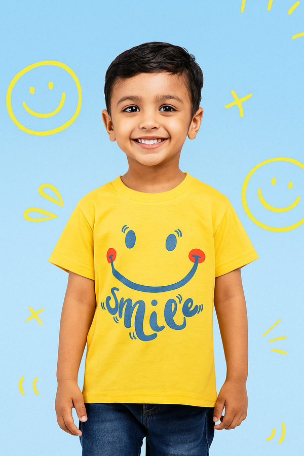 FINERY KIDS COTTON T SHIRT SMILE YELLOW 11-12Y