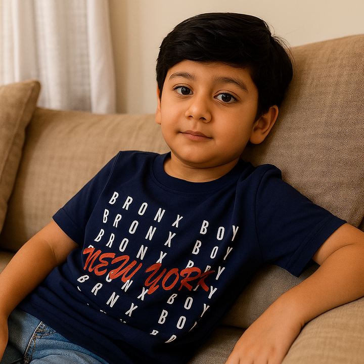 FINERY KIDS COTTON T SHIRT NEW YORK NAVY BLUE 11-12Y