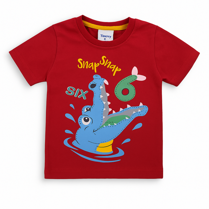 FINERY KIDS COTTON T SHIRT SNAP 6 RED 11-12Y