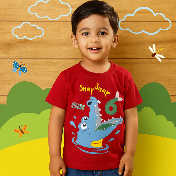 FINERY KIDS COTTON T SHIRT SNAP 6 RED 11-12Y