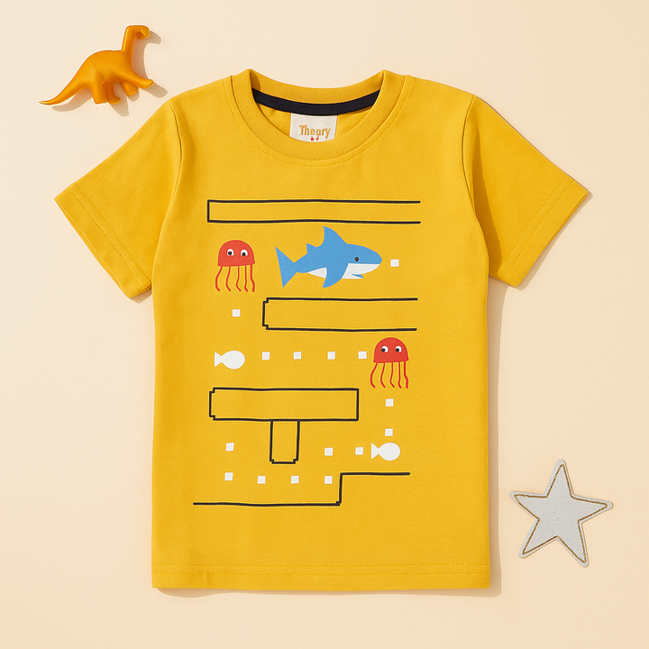 FINERY KIDS COTTON T SHIRT SHARK YELLOW 11-12Y