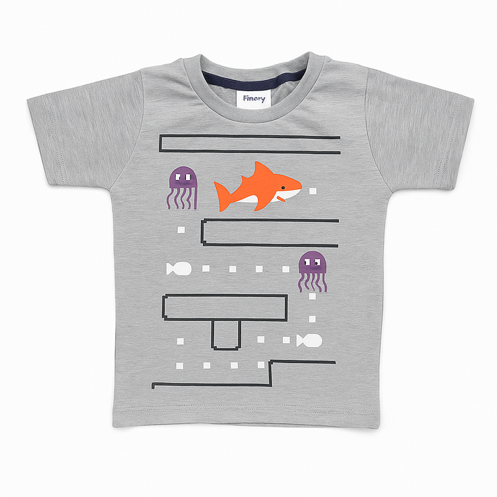 FINERY KIDS COTTON T SHIRT SHARK GREY 11-12Y