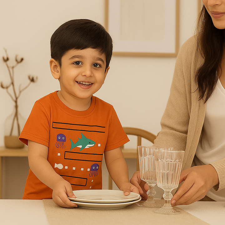 FINERY KIDS COTTON T SHIRT SHARK ORANGE 11-12Y