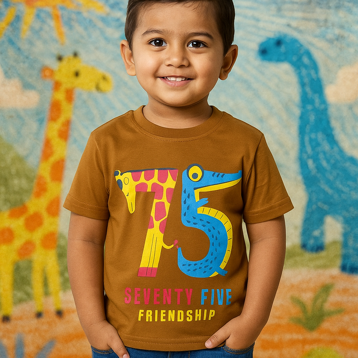 FINERY KIDS COTTON T SHIRT 75 FRIENDSHIP BROWN 11-12Y