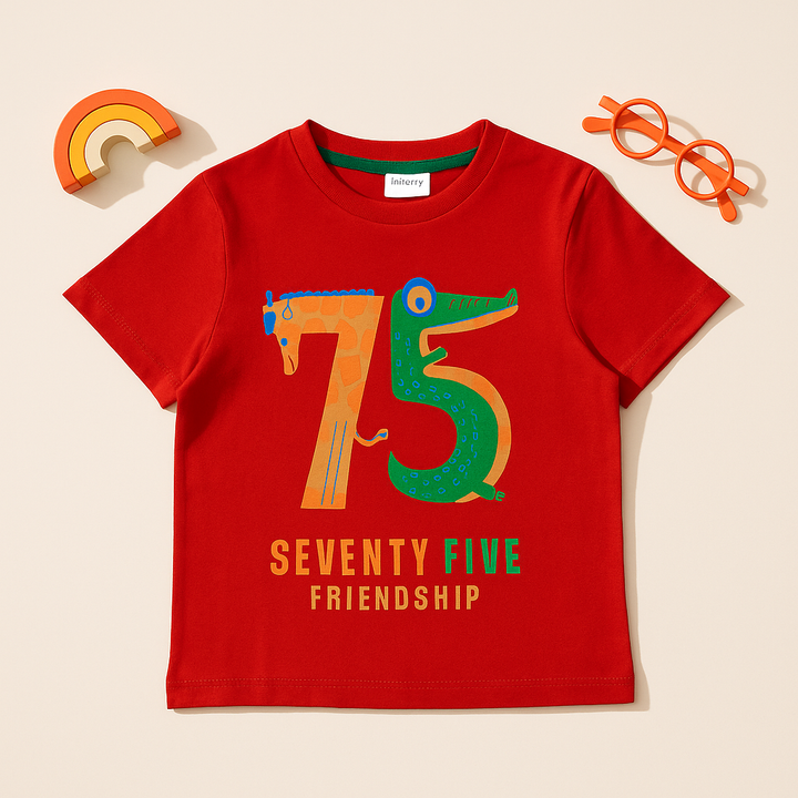 FINERY KIDS COTTON T SHIRT 75 FRIENDSHIP RED 11-12Y