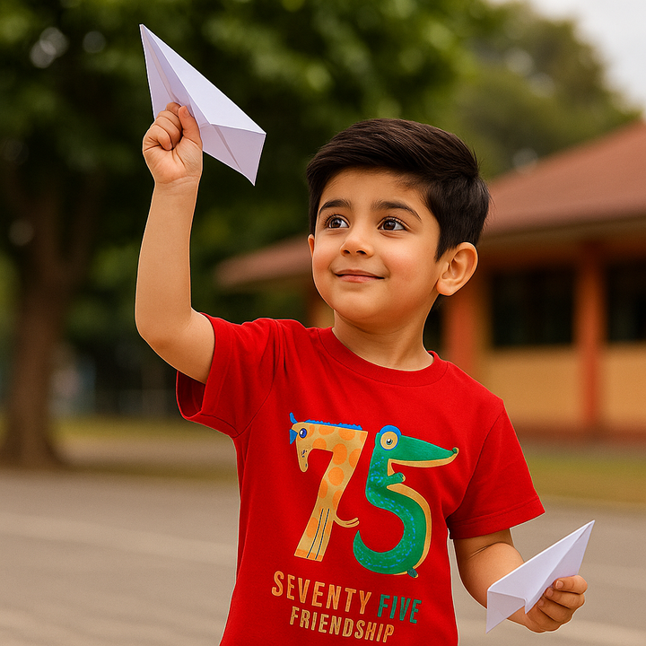 FINERY KIDS COTTON T SHIRT 75 FRIENDSHIP RED 11-12Y