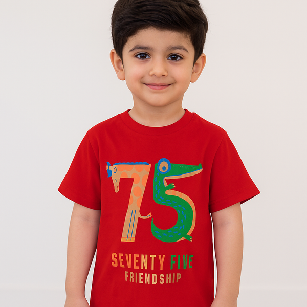 FINERY KIDS COTTON T SHIRT 75 FRIENDSHIP RED 11-12Y