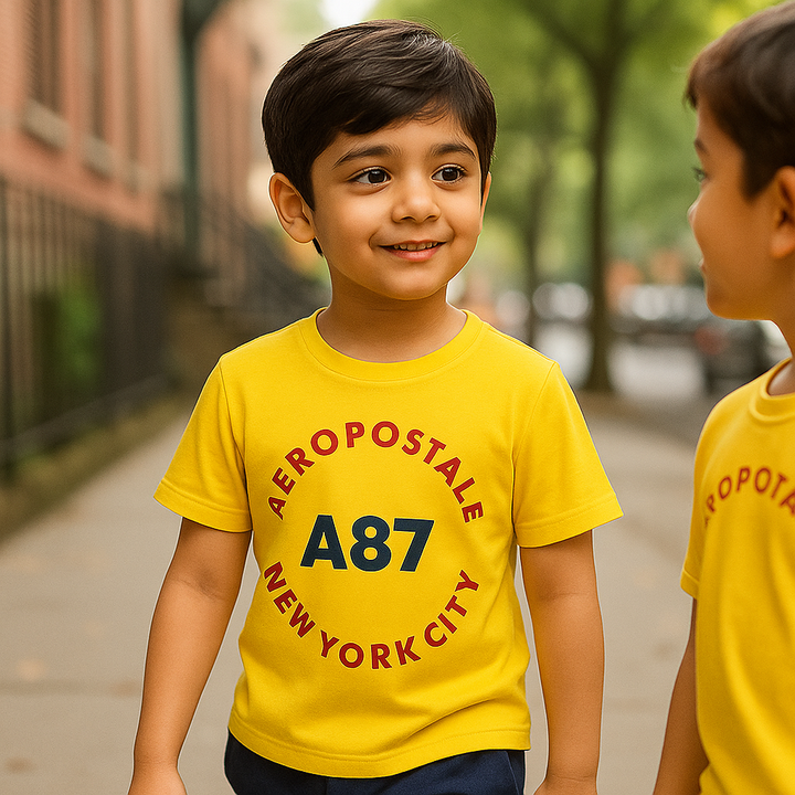 FINERY KIDS COTTON T SHIRT A87 NEW YORK YELLOW 11-12Y