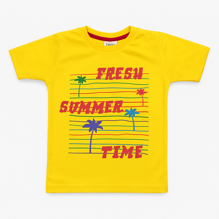 FINERY KIDS COTTON T SHIRT FRESH SUMMER TIME YELLOW 11-12Y
