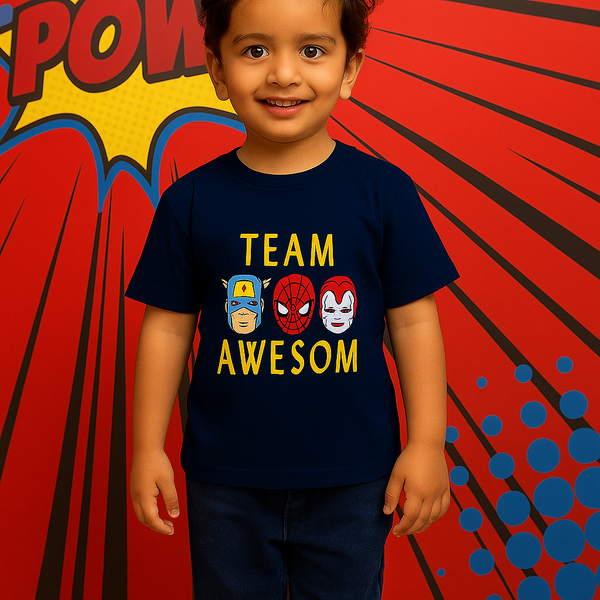 FINERY KIDS COTTON T-SHIRT SUPERHEROES NAVY BLUE 11-12Y