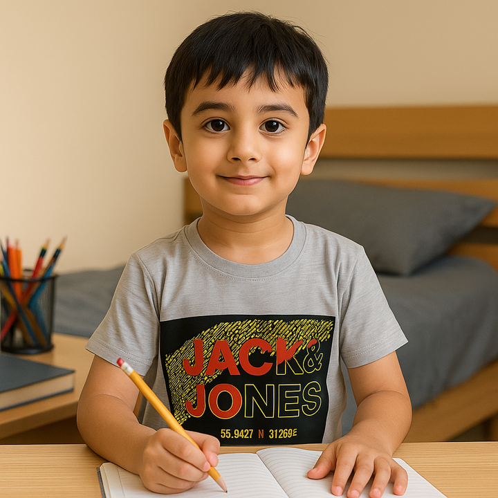 FINERY KIDS COTTON T SHIRT JACK & JONES BLACK & GREY 11-12Y