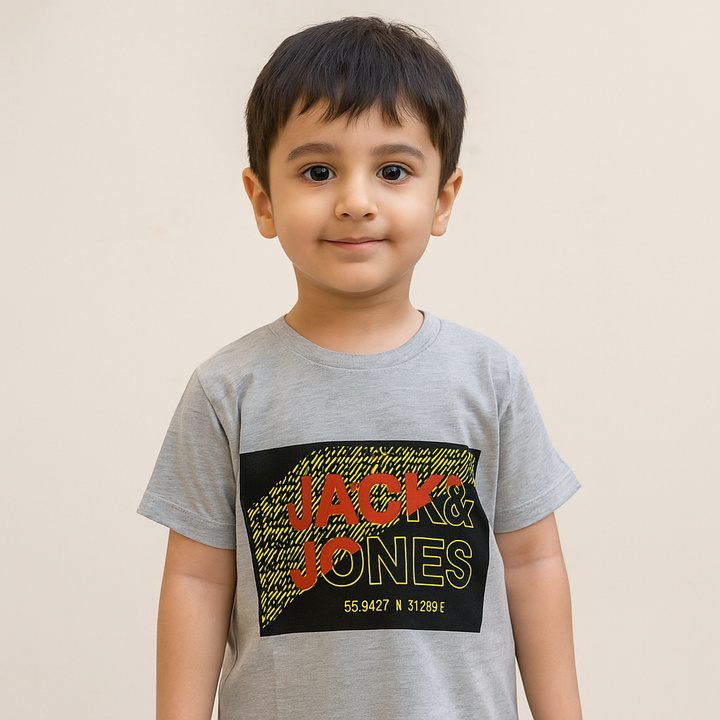 FINERY KIDS COTTON T SHIRT JACK & JONES BLACK & GREY 11-12Y