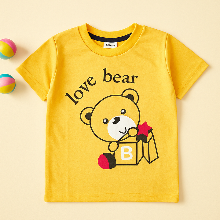 FINERY KIDS COTTON T SHIRT LOVE BEAR YELLOW 11-12Y