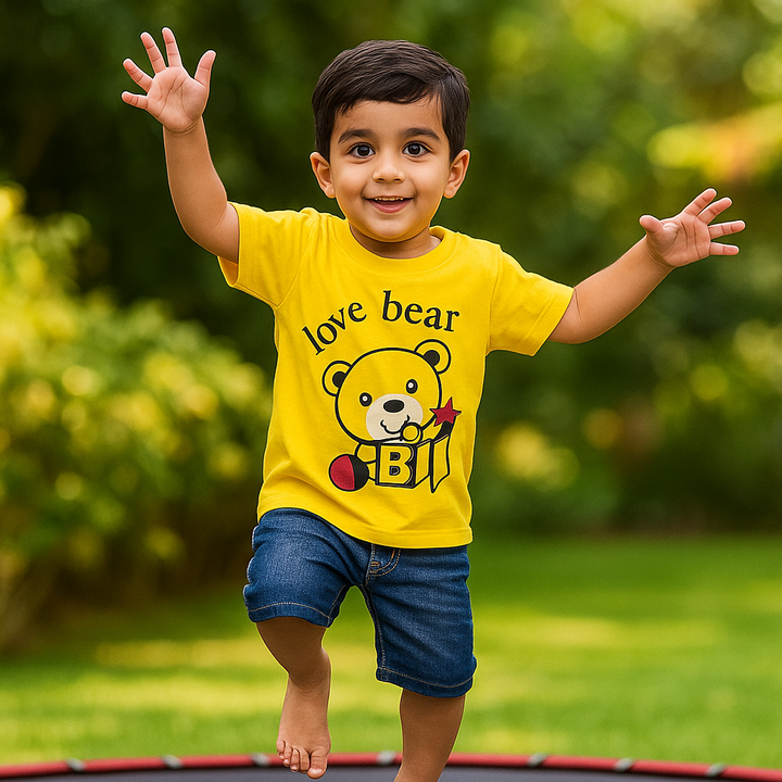 FINERY KIDS COTTON T SHIRT LOVE BEAR YELLOW 11-12Y