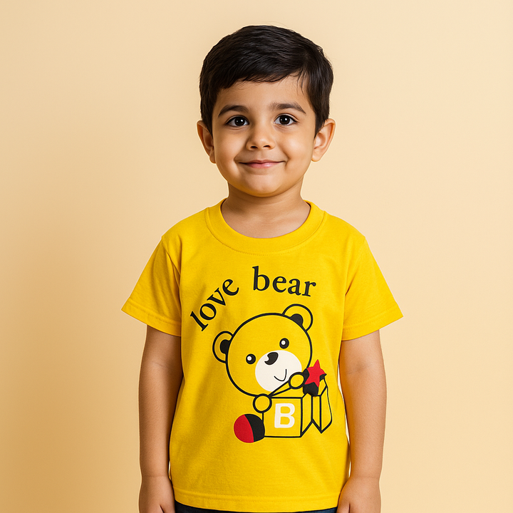 FINERY KIDS COTTON T SHIRT LOVE BEAR YELLOW 11-12Y