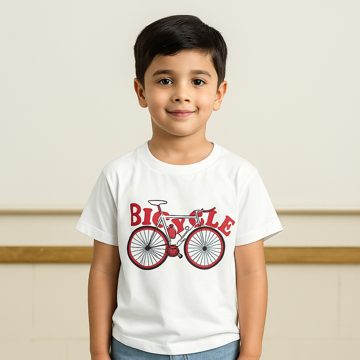 FINERY KIDS COTTON T SHIRT BICYLE WHITE 11-12Y