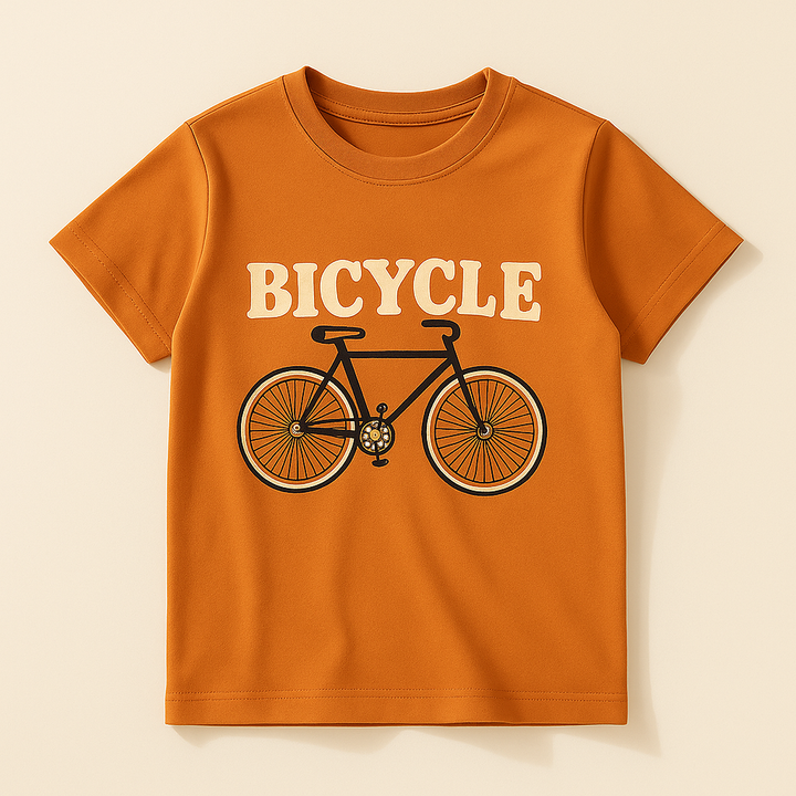 FINERY KIDS COTTON T SHIRT BICYLE ORANGE 11-12Y