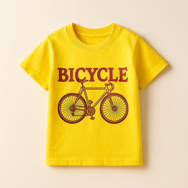 FINERY KIDS COTTON T SHIRT BICYLE YELLOW 11-12Y