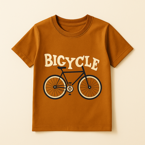 FINERY KIDS COTTON T SHIRT BICYLE BROWN 11-12Y