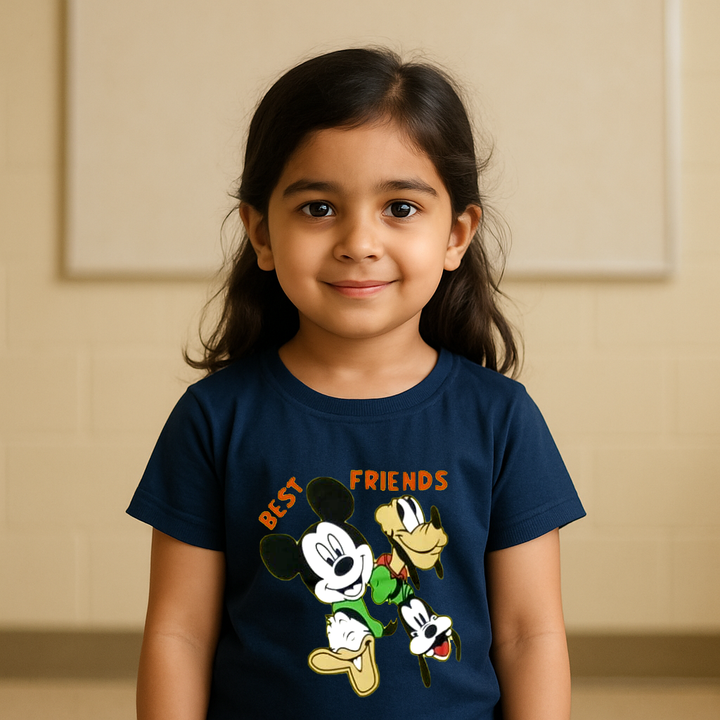 FINERY KIDS COTTON T SHIRT MICKEY BEST FRIENDS NAVY BLUE 11-12Y